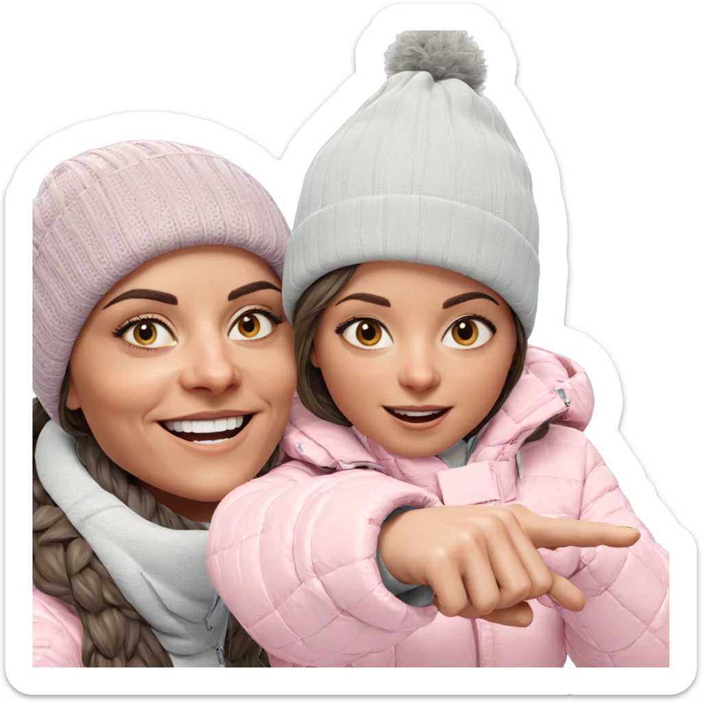 playful girls in winter coats sticker