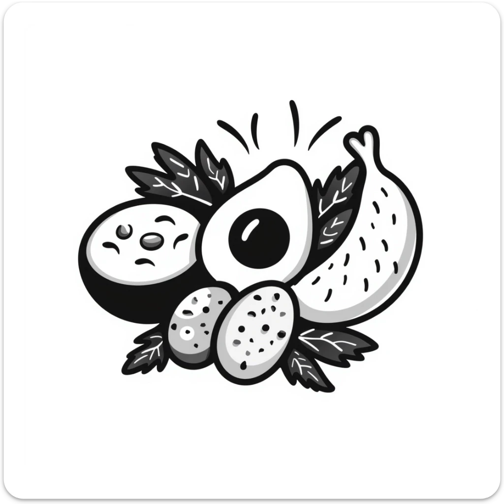 Close up of protein foods (meat, egg, beans, tofu, yogurt) connected together in a unified cluster, glowing with energy, floating in a warm light. sticker