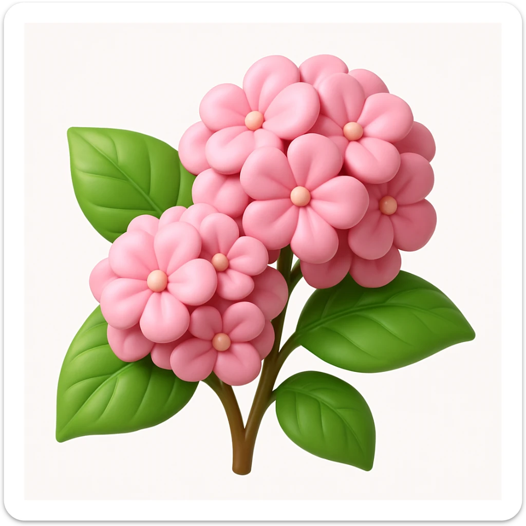 3D iOS style emoji with pink flowers and green leaves sticker