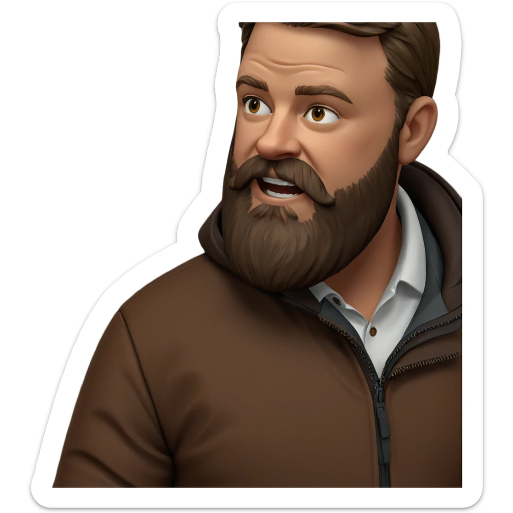 bearded man in brown jacket sticker