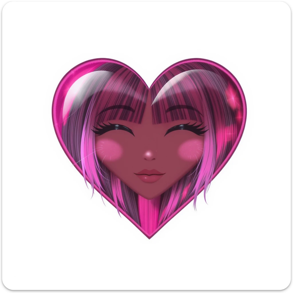 goth heart emoji, cute and shiny, with a gradient effect, no background sticker