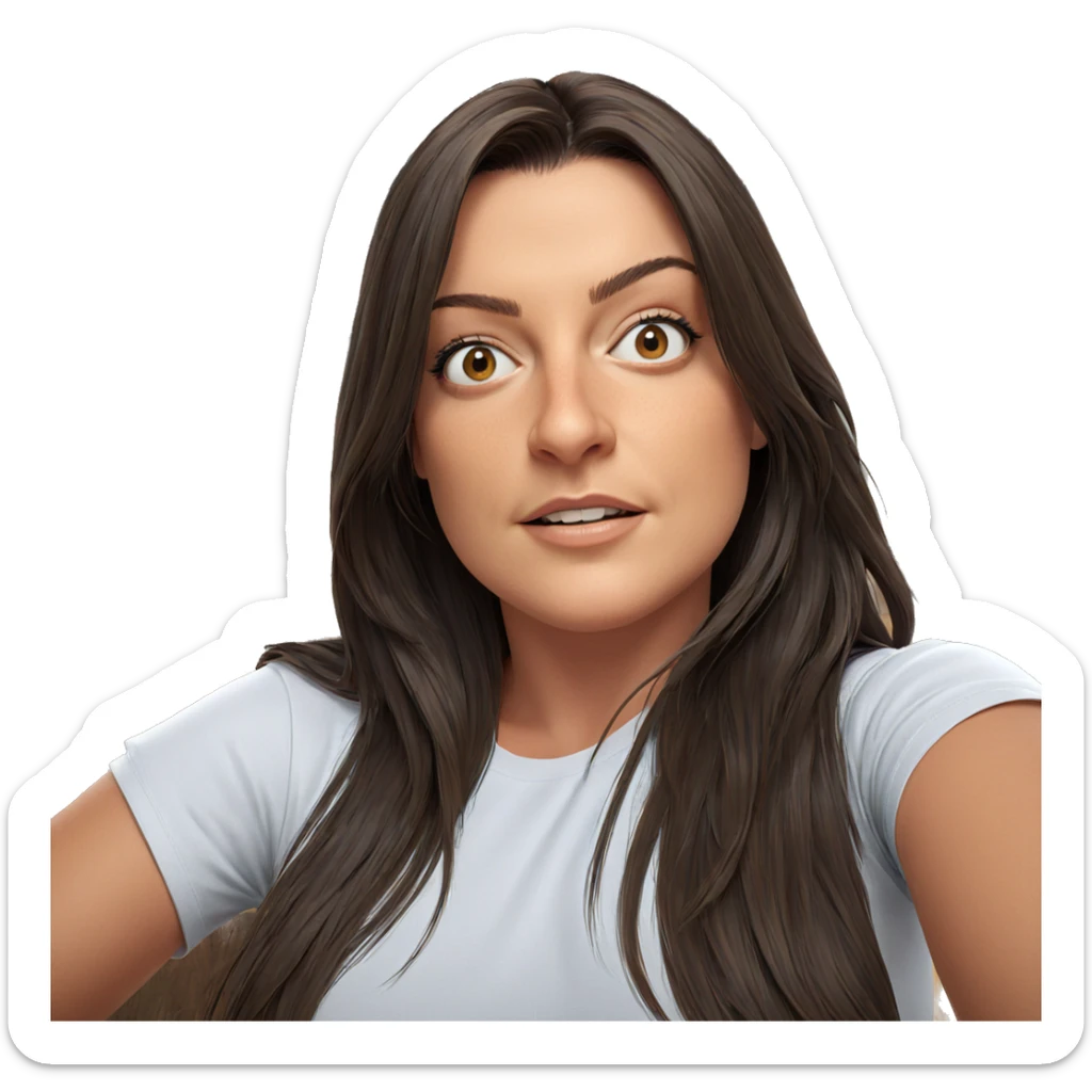 girl with brown hair indoors sticker