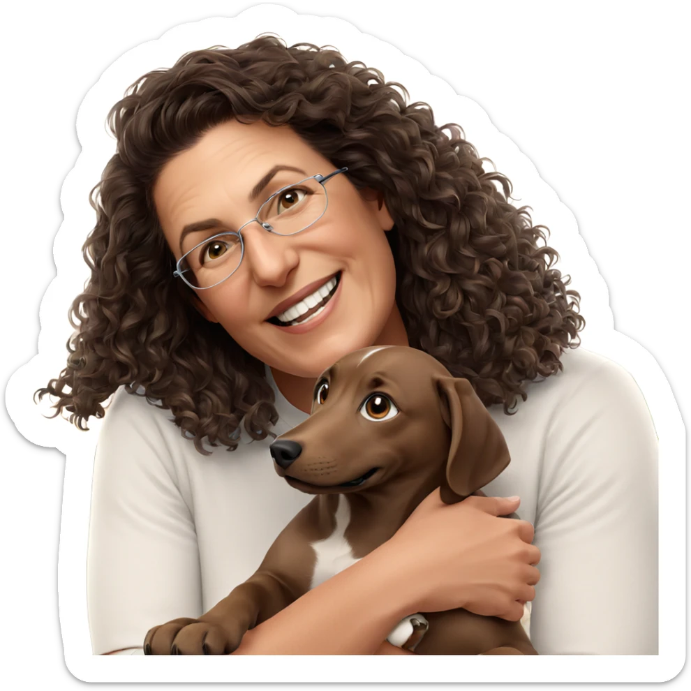 smiling with dog indoors sticker