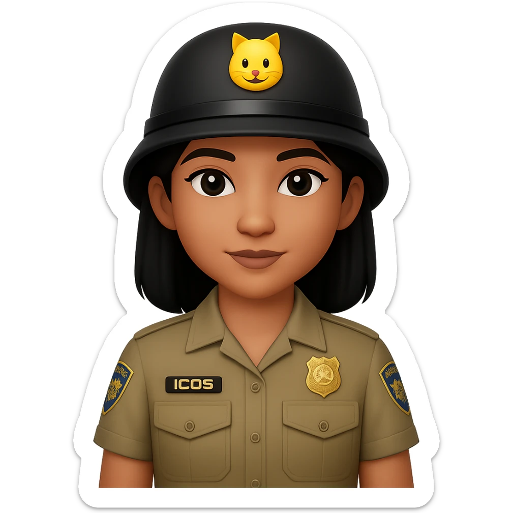 Change the hair to black and make the uniform only khaki, keep the style consistent with the original images. sticker