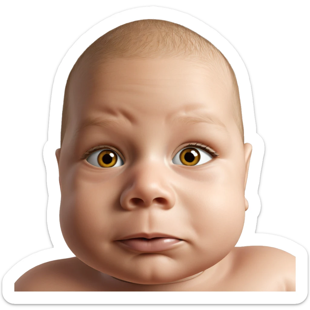 bald boy portrait gazing viewer sticker