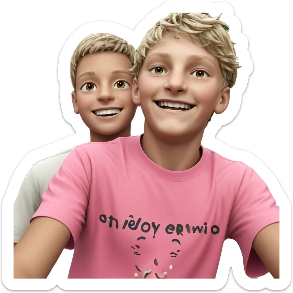 two boys smiling outdoors sticker