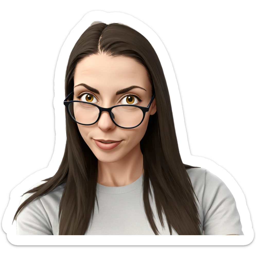 smiling girl with glasses sticker