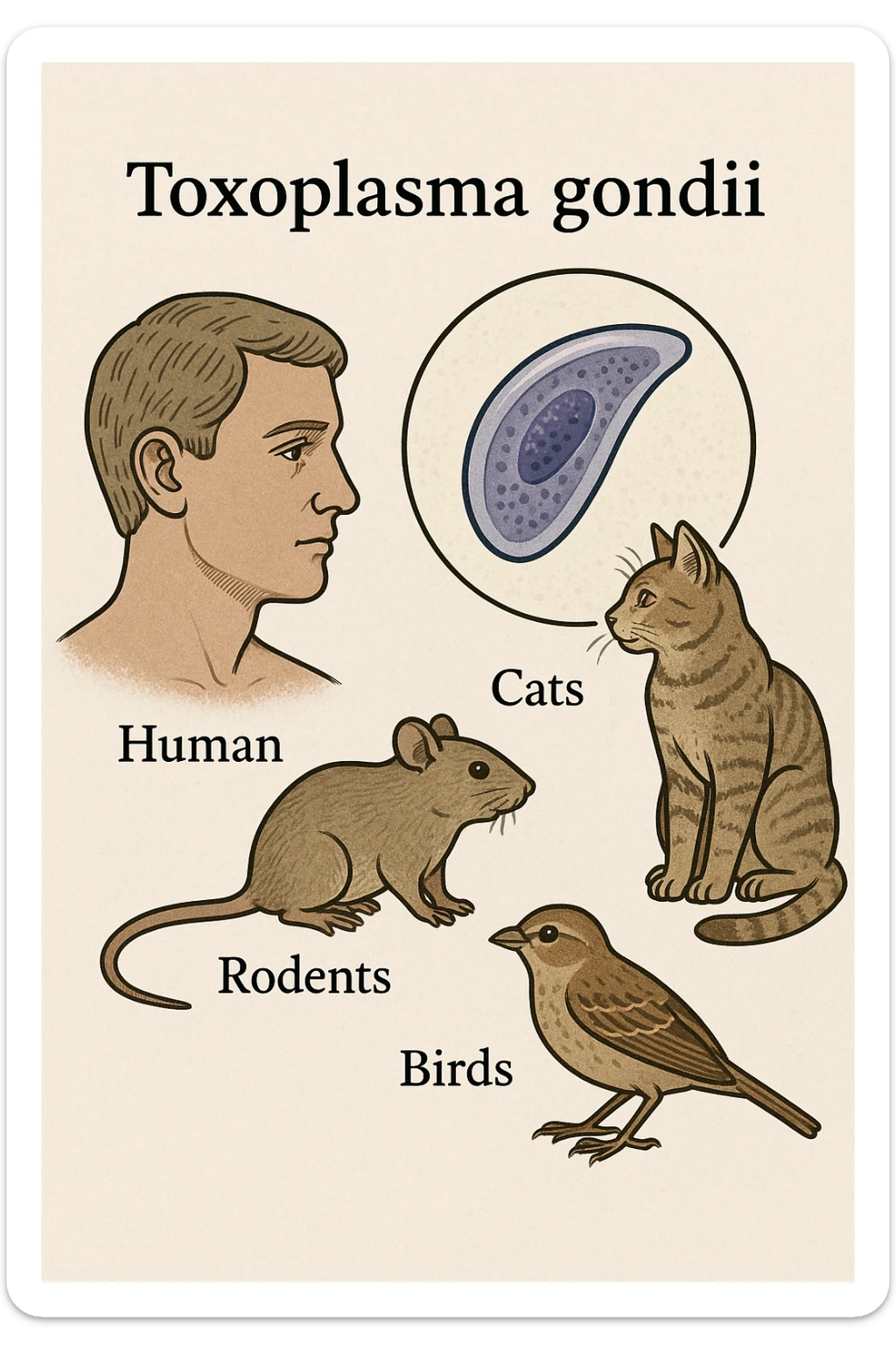 Toxoplasma gondii, che infetta tutti gli animali a sangue caldo, compreso l'essere umano sticker