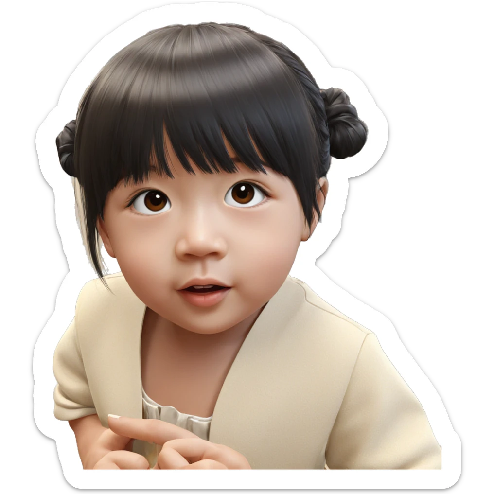 realistic portrait of black haired girl sticker