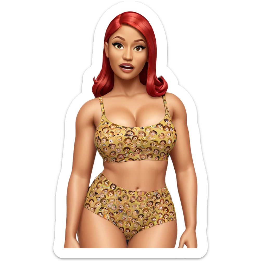 girl with red hair at door sticker