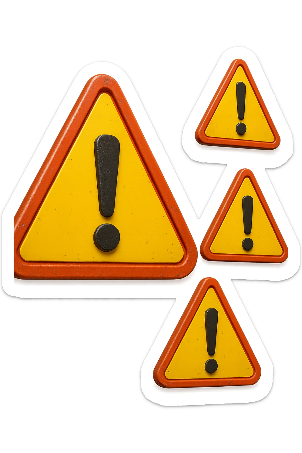 SEGNALI DI PERICOLO CON PUNTO ESCLAMATIVO 3D FLUTTUANO IN ARIA, IPERREALISTICI 4K sticker