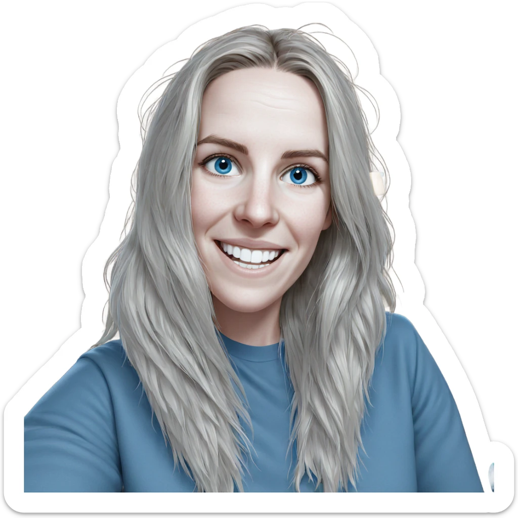 smiling girl with blue eyes sticker