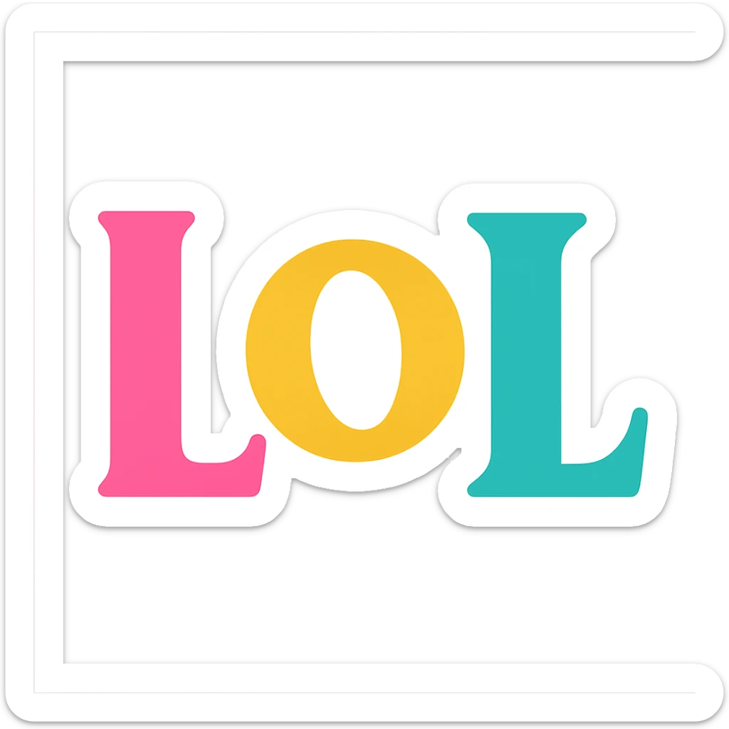 colorful modern text image with the word 'lol' in the center, varied colorful fonts, no emoji or face sticker