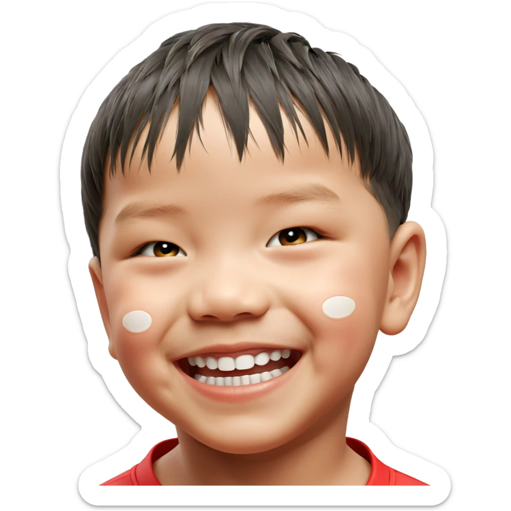 happy boy with a smile sticker
