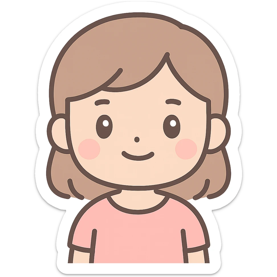 person demonstrating mewing, pressing tongue to roof of mouth, closed lips, neutral expression sticker