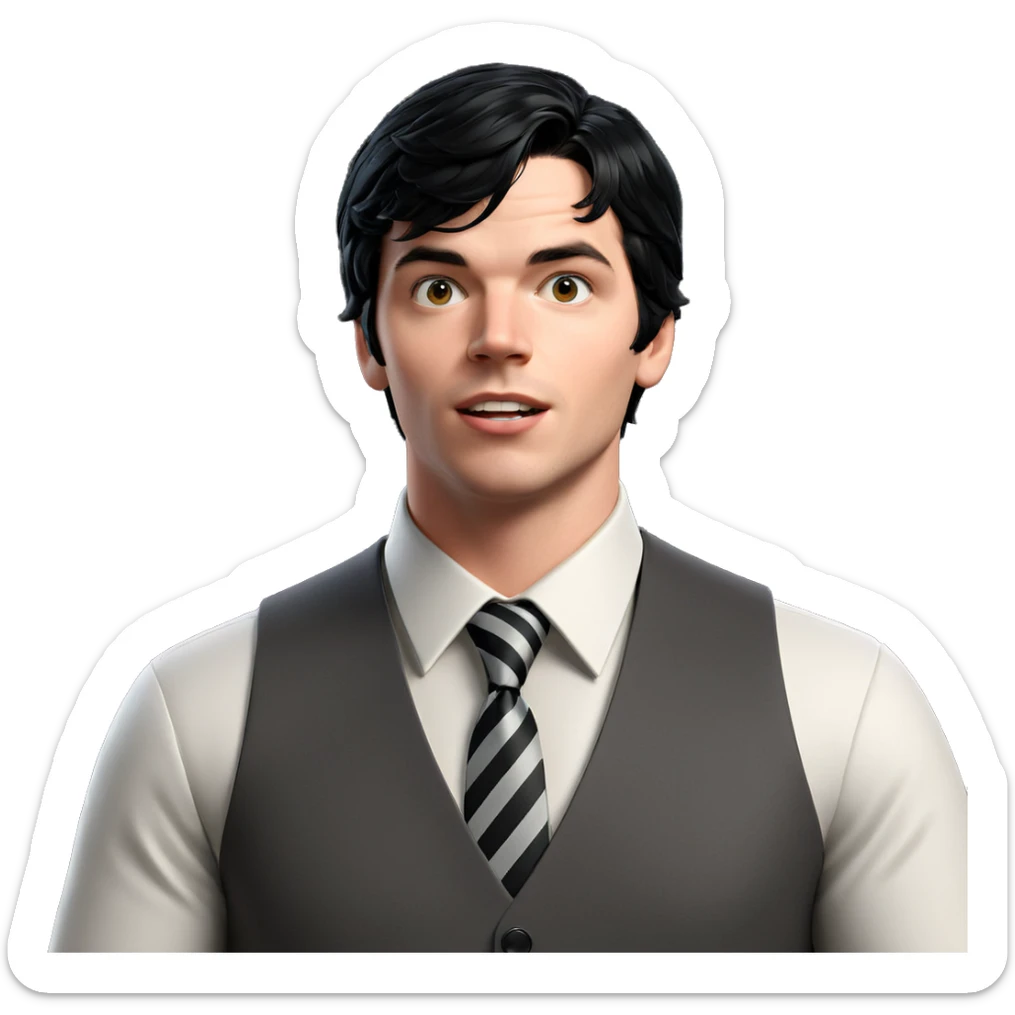 dapper boy with black hair sticker