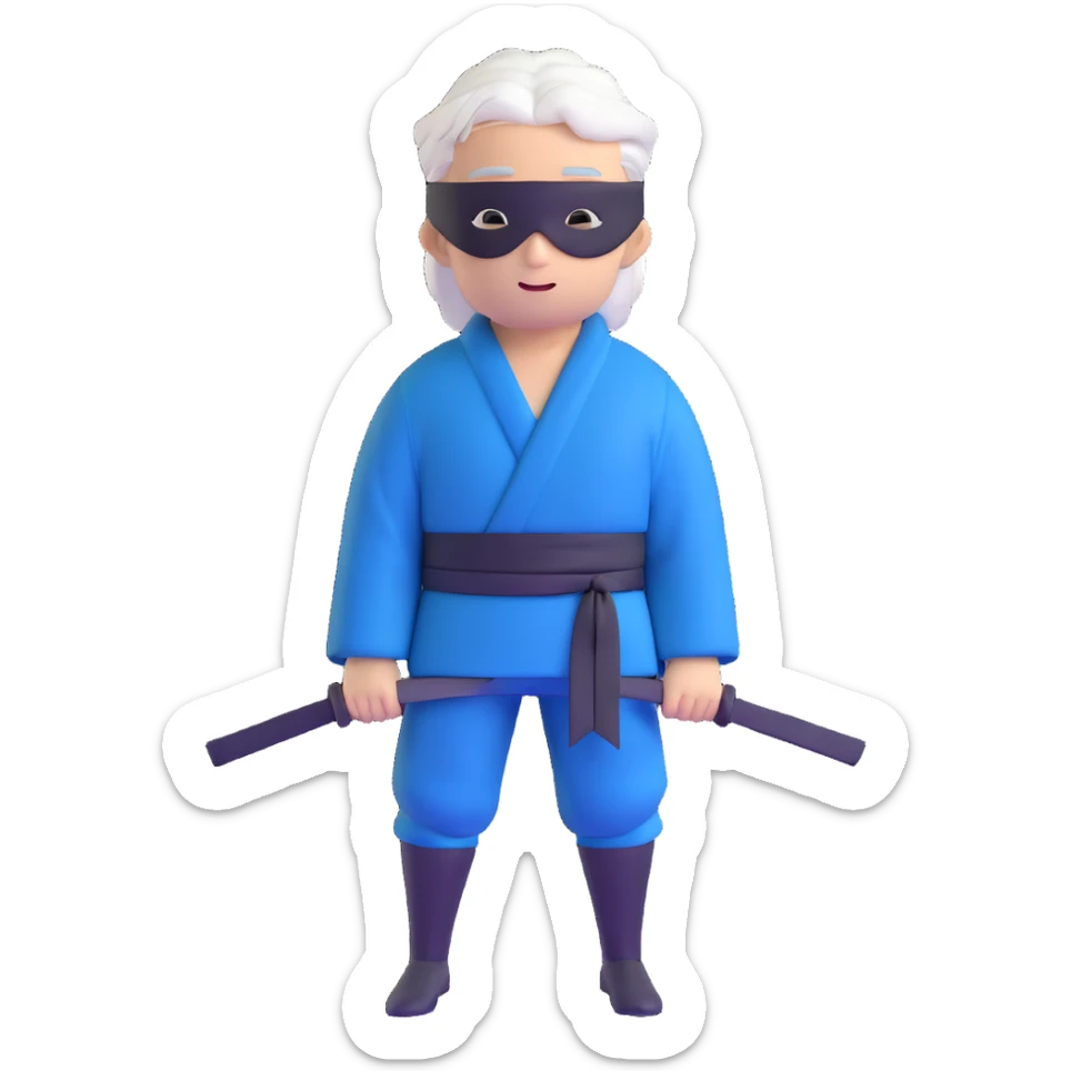 Satoru Gojo from Jujutsu Kaisen with white hair, blindfold, black and blue outfit, confident smirk sticker