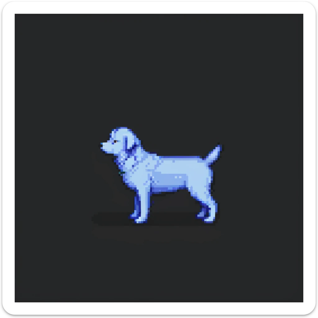 emoji of a dog resembling the photo, pixel art style, minimalist sticker