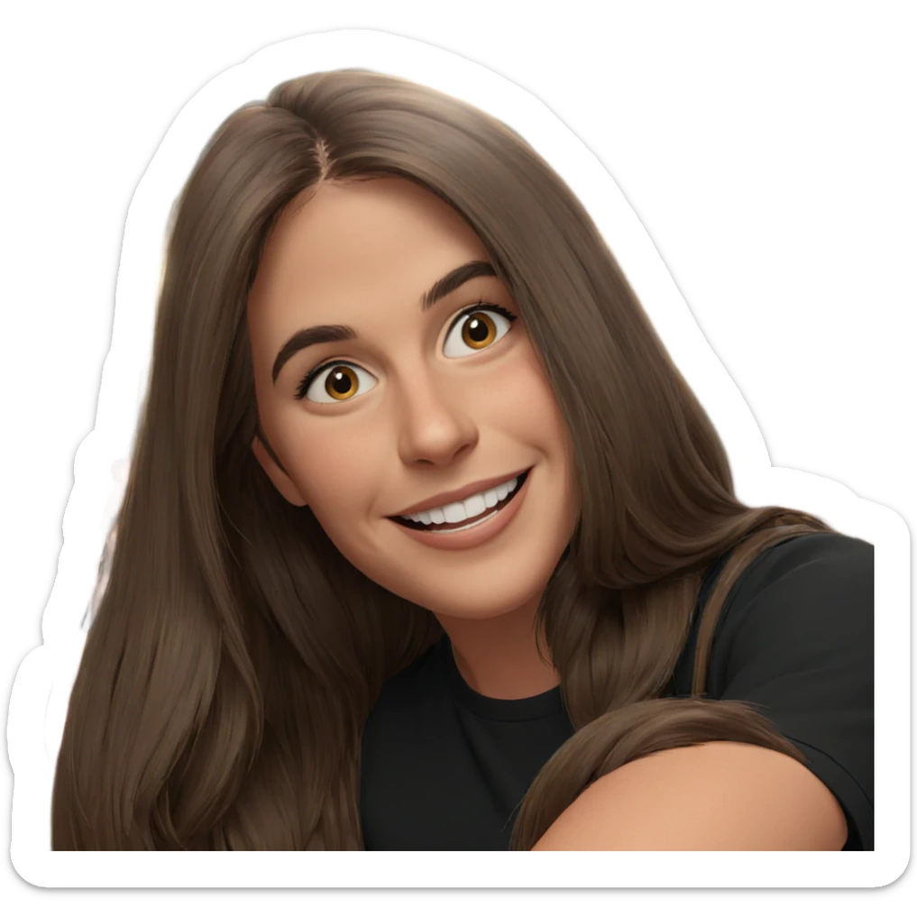 smiling girl with brown hair sticker