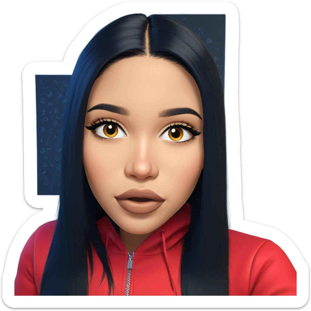 girl with black hair portrait sticker