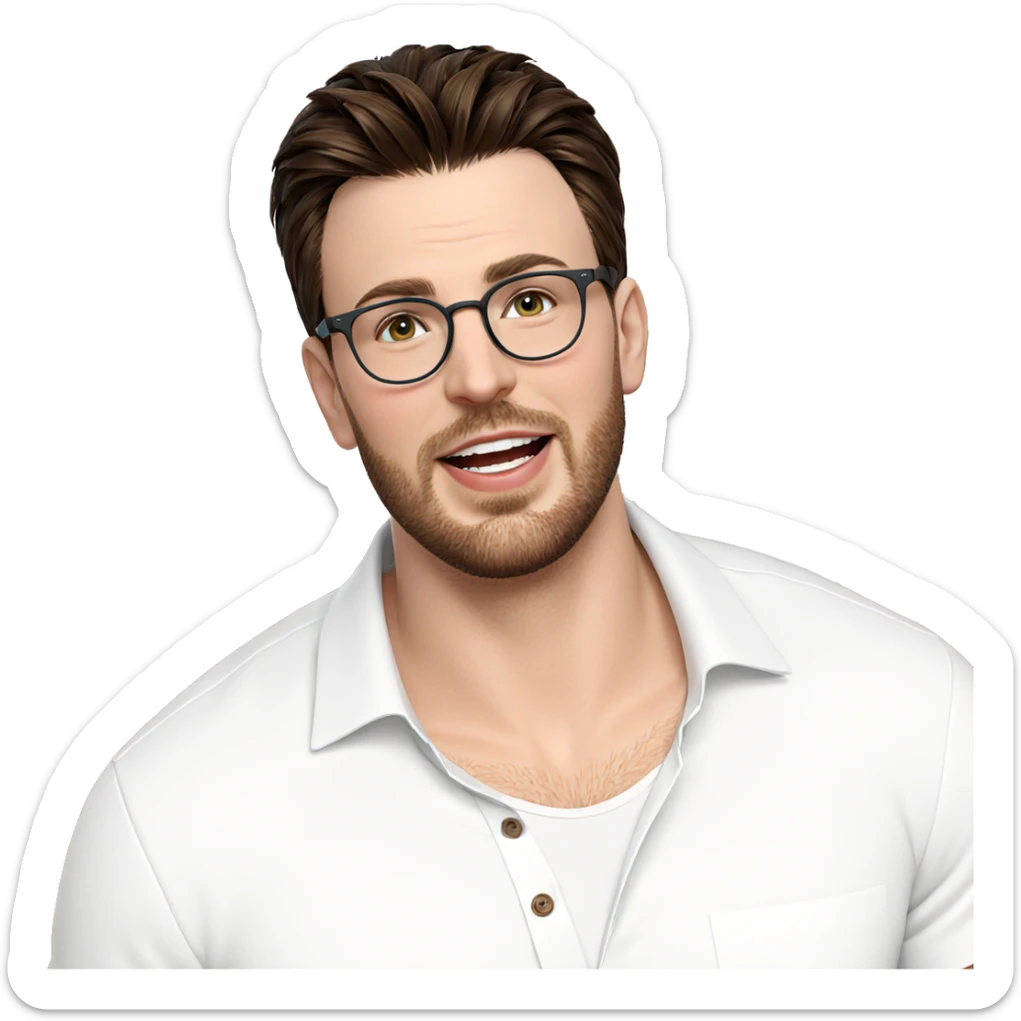 smiling boy in white shirt sticker