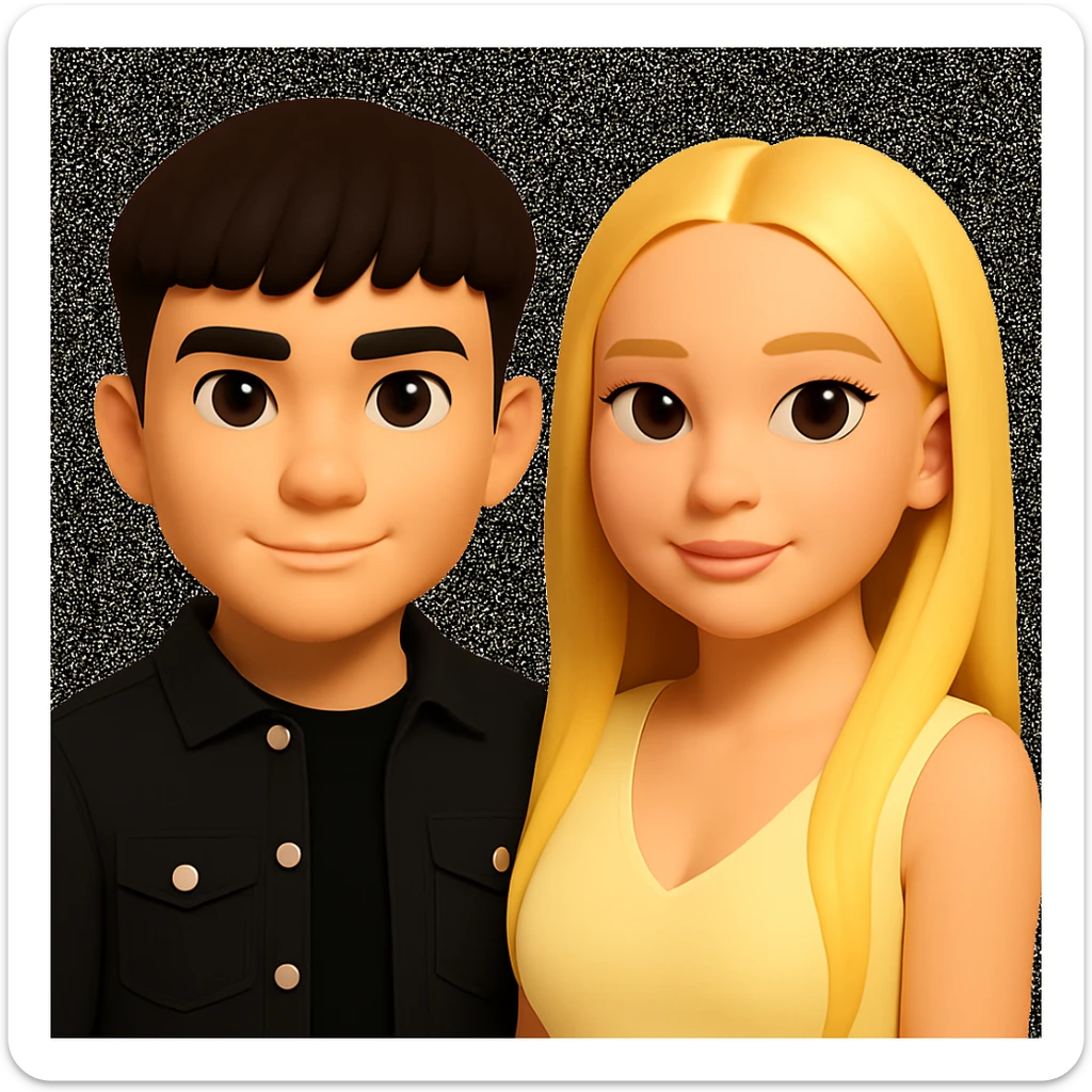 Slightly increase the volume of the upper body of the girl, slightly turn her to face forward, and make the skin color uniform. Maintain the cartoonish 3D style in the image. sticker