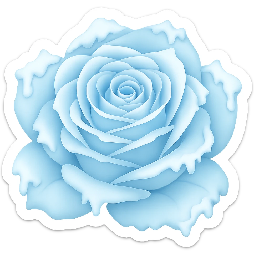 Make the frozen rose pastel colored in the style of emoji, with no background. sticker