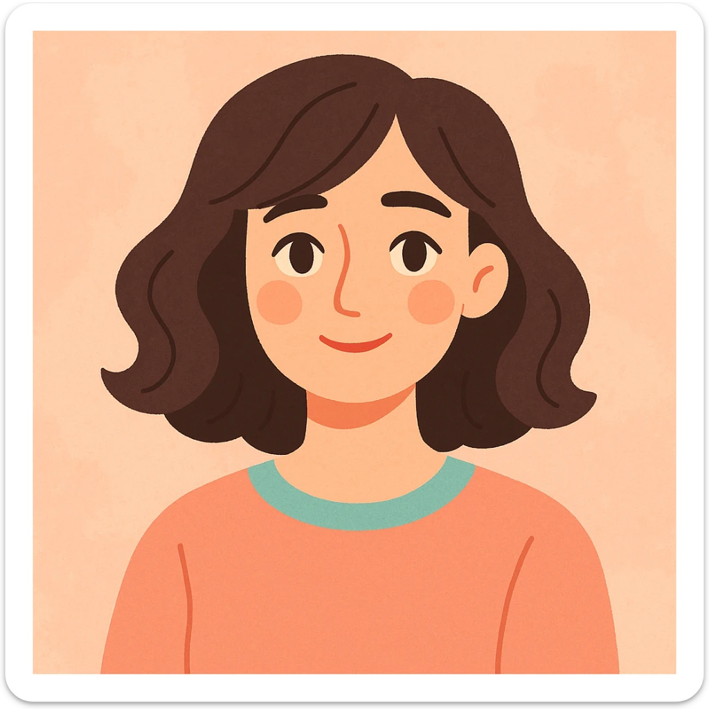 tasteful portrait of a brunette woman, soft pastel colors, gentle expression, pastel toon style sticker