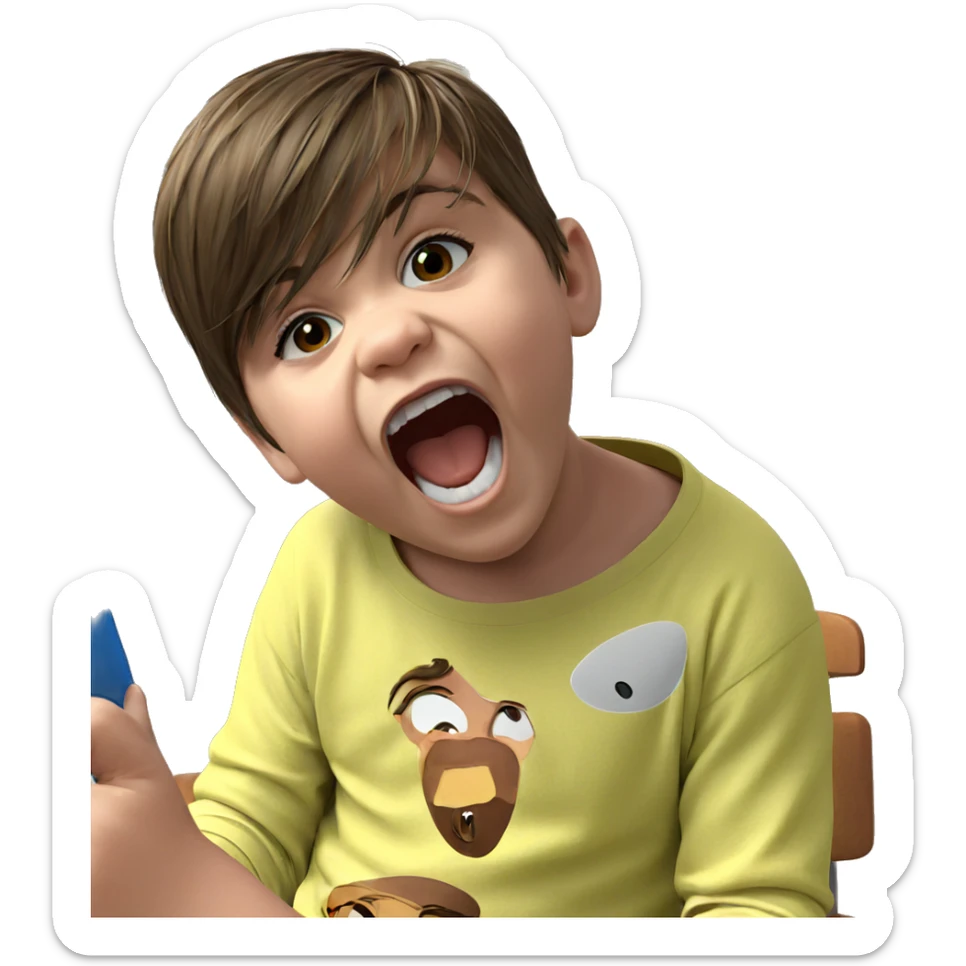 boy with brown hair indoors sticker