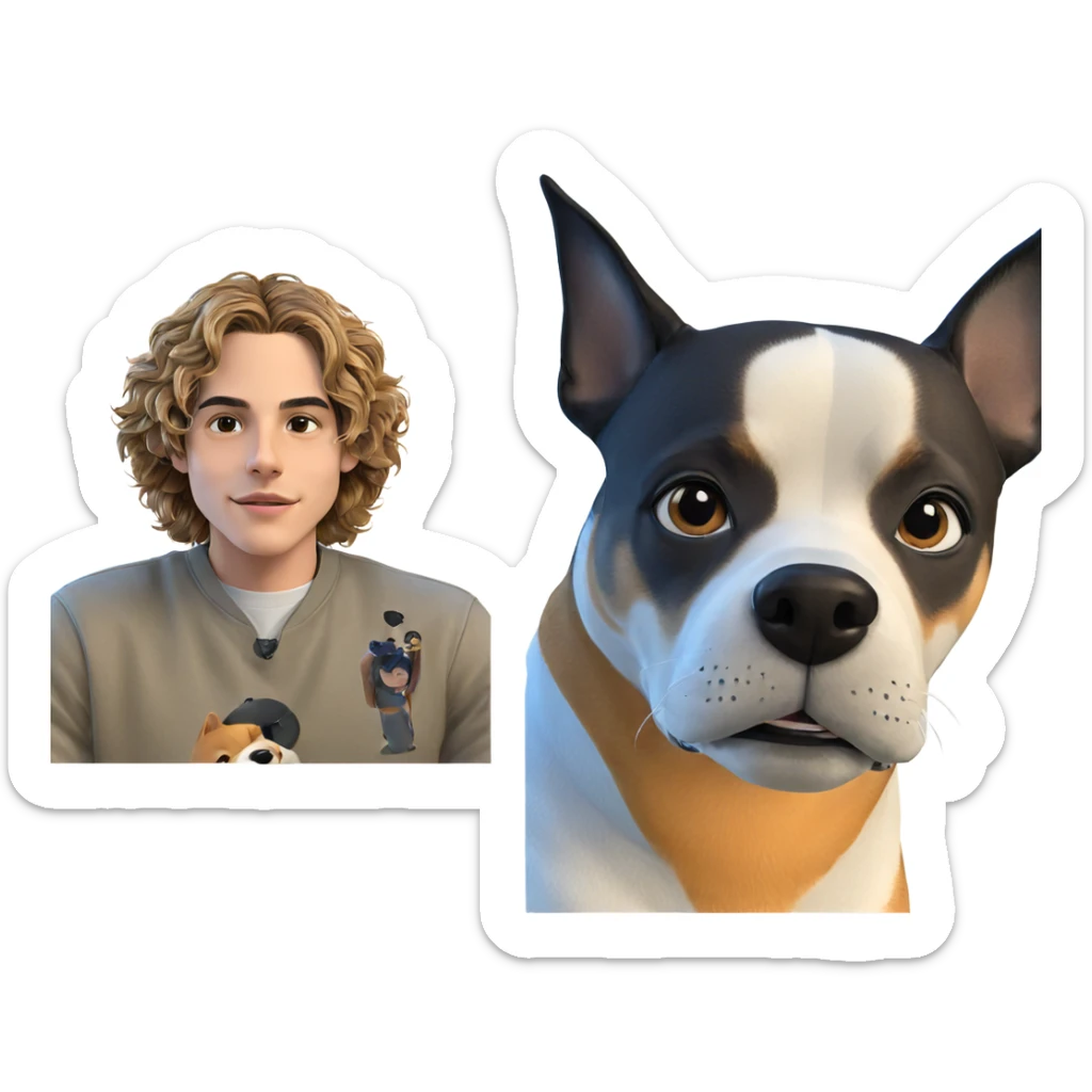 boy and shiba inu portrait sticker