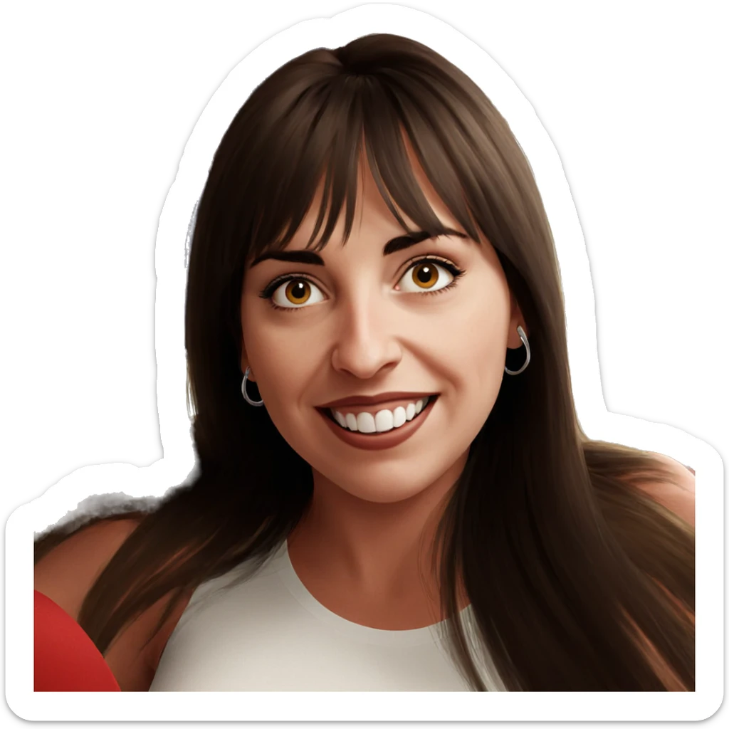 happy girls with long hair sticker