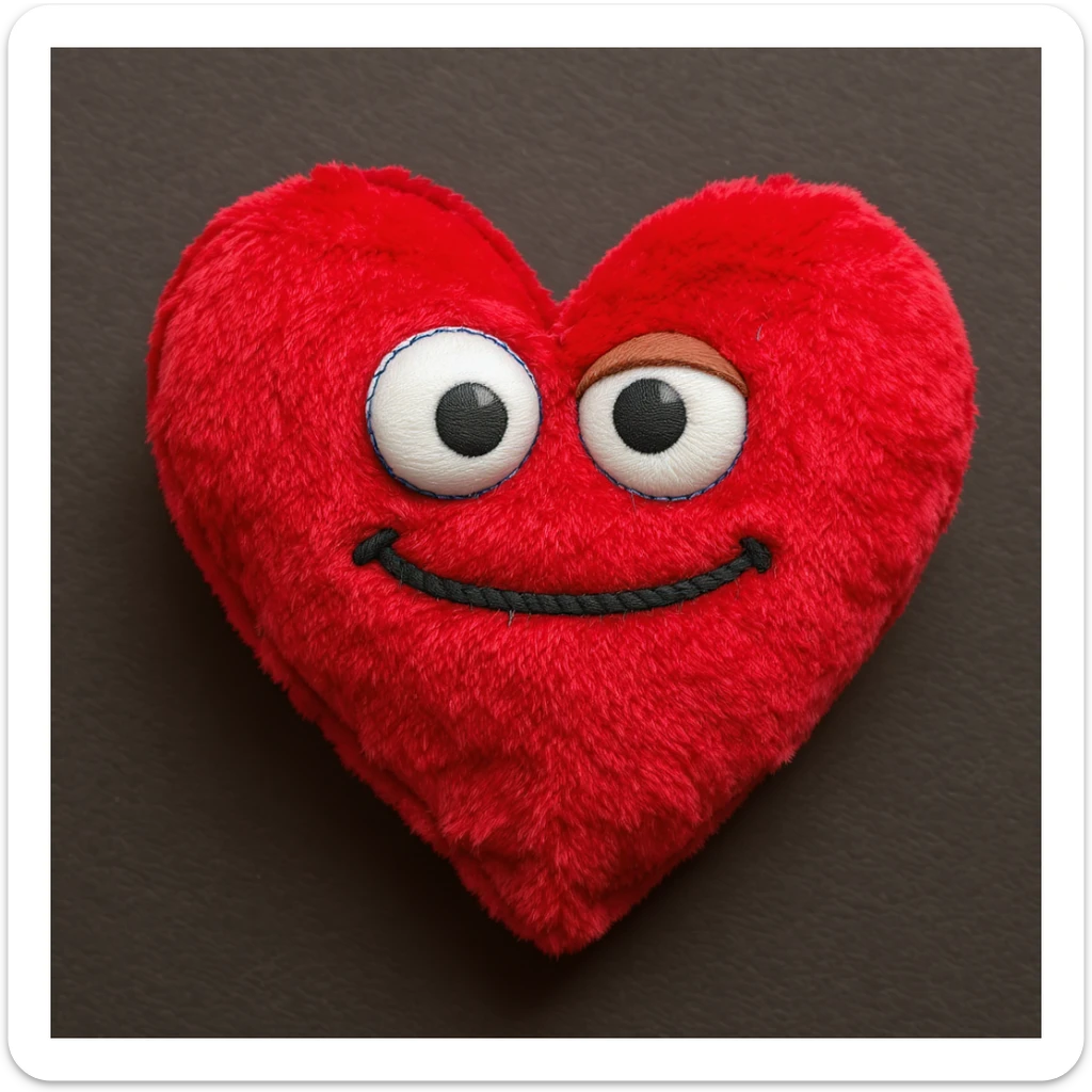 emo heart with a stitched patch sticker