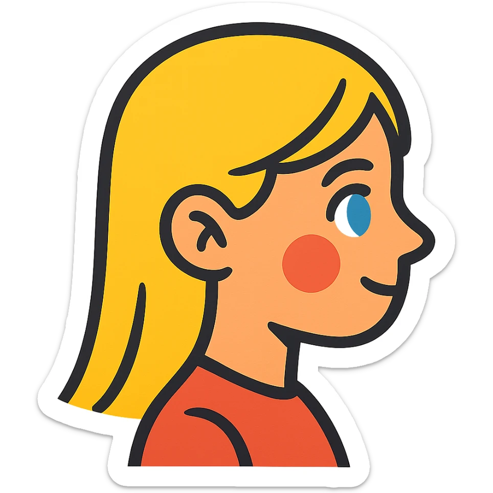 blonde girl with blue eyes, straight hair, side profile sticker