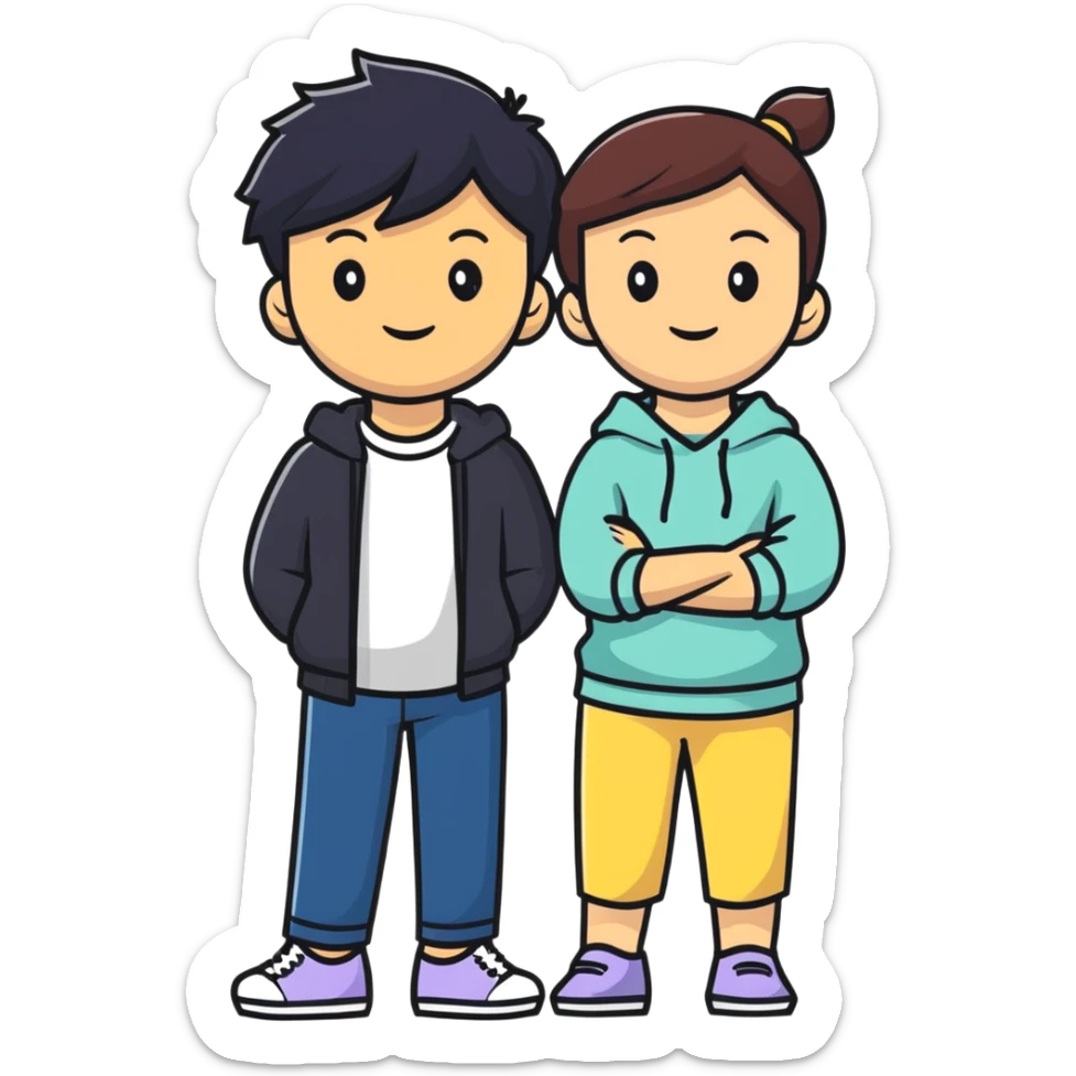 Asian male and white female sticker