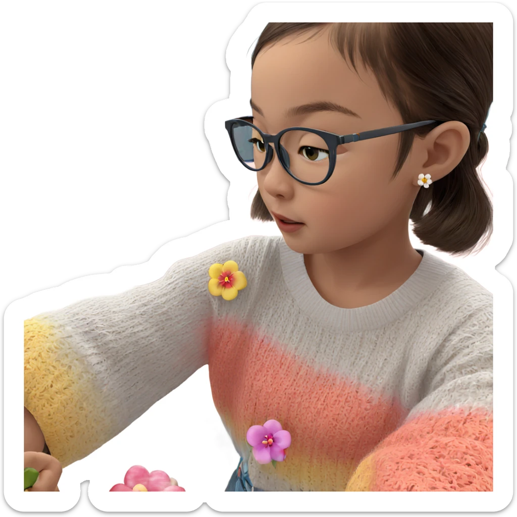 dreamy girl with flower earrings sticker