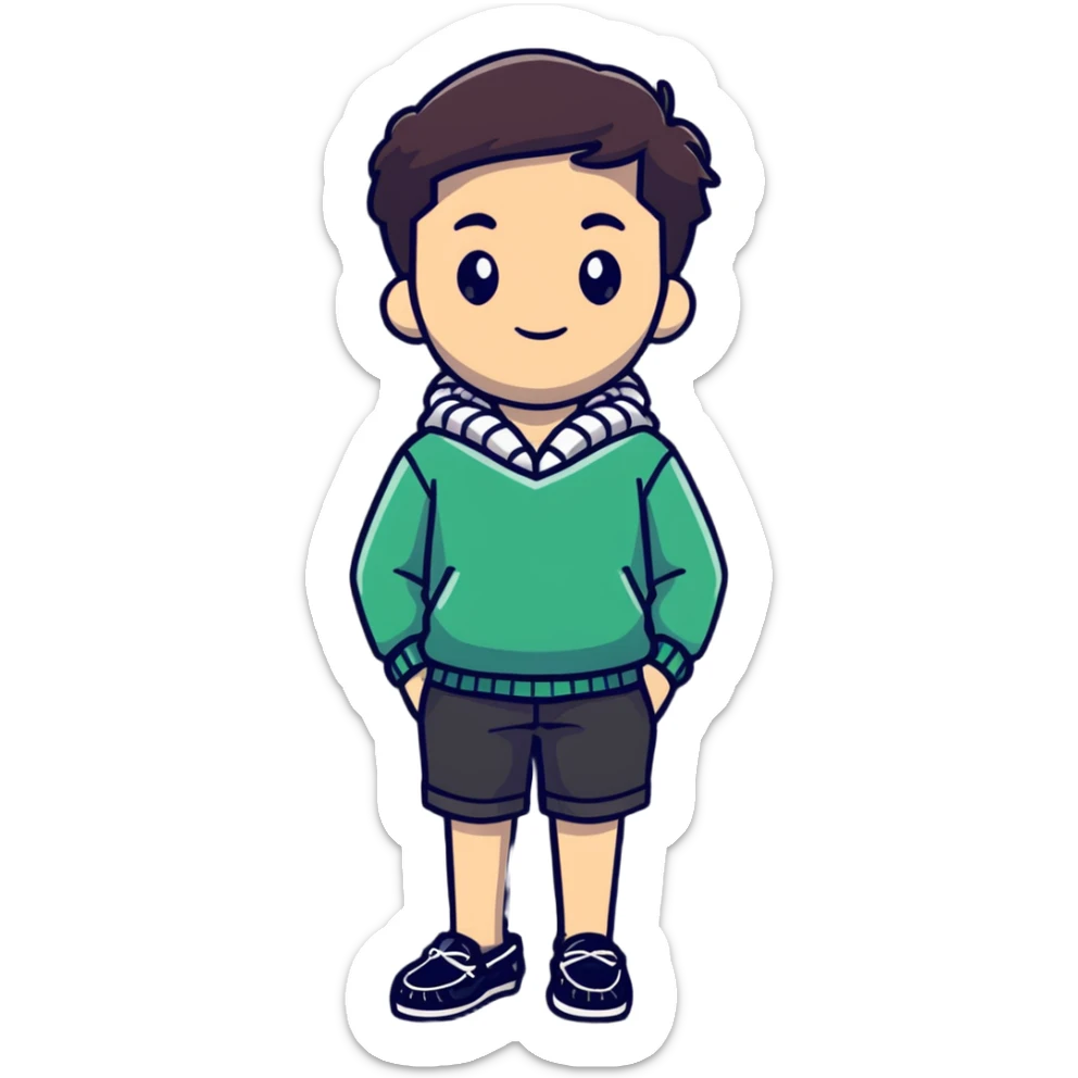 preppy outfit with boat shoes and sweater tied around shoulders sticker