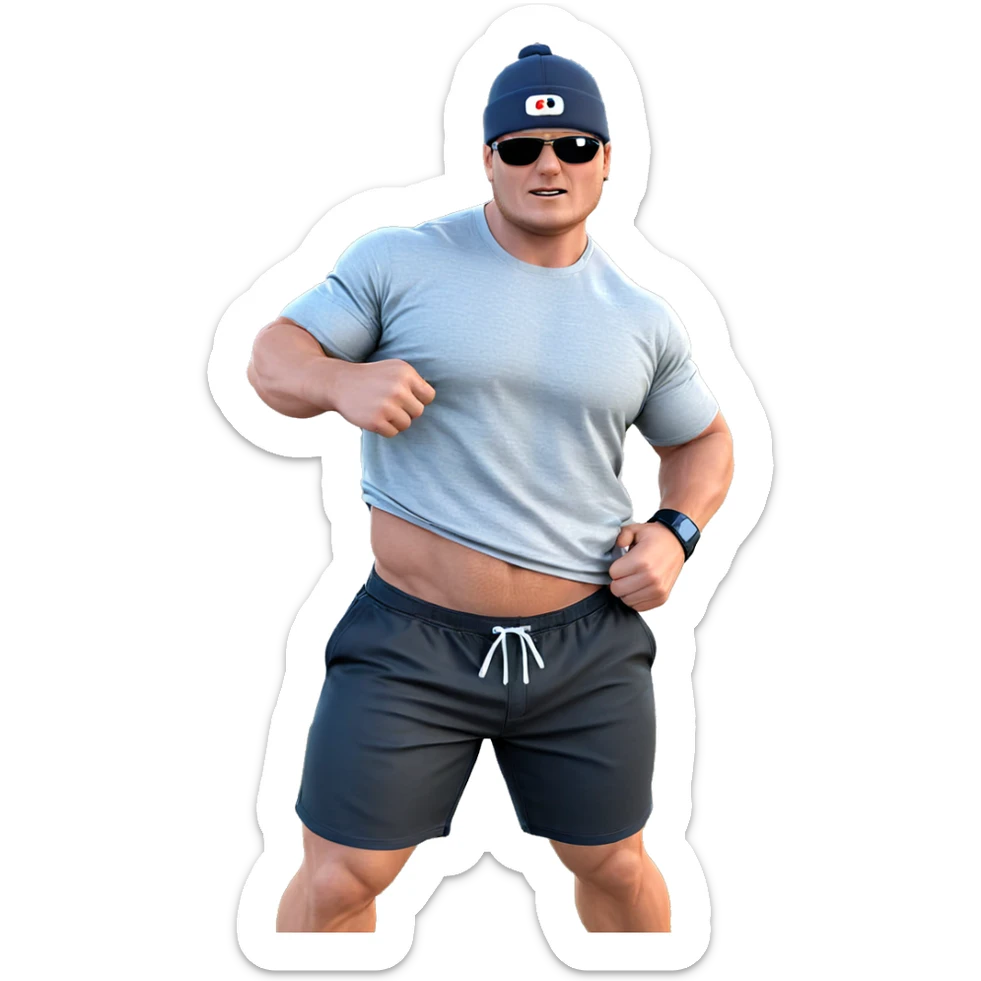 muscular male in casual wear sticker