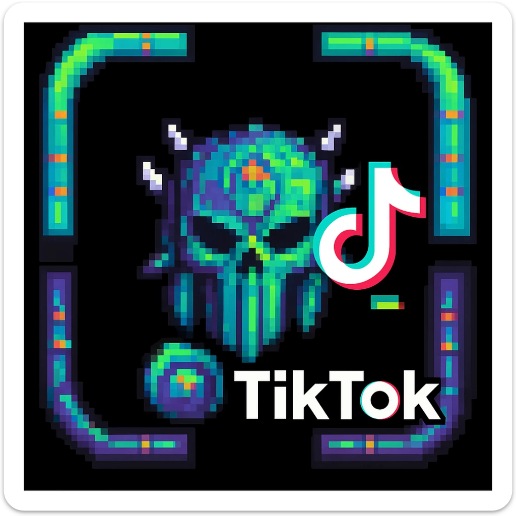Add the TikTok icon to this ParadoX1 pixel art logo, keeping the retro gaming influence sticker
