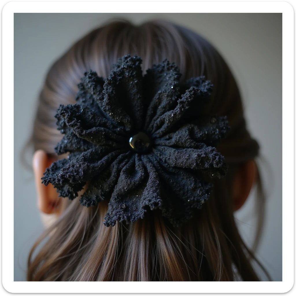 photorealistic gothic hair clip with lace and velvet details, variation 2 sticker