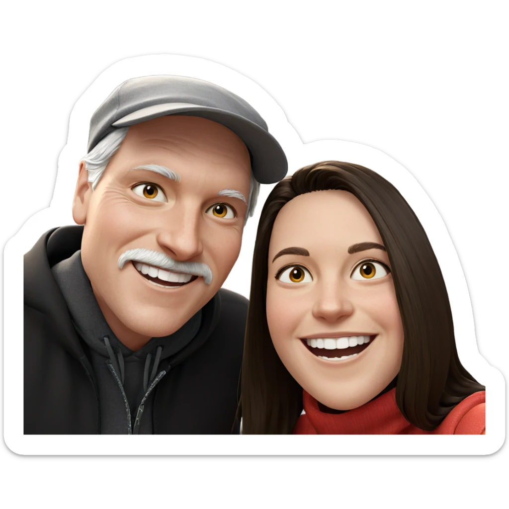 smiling girl with boy outdoors sticker