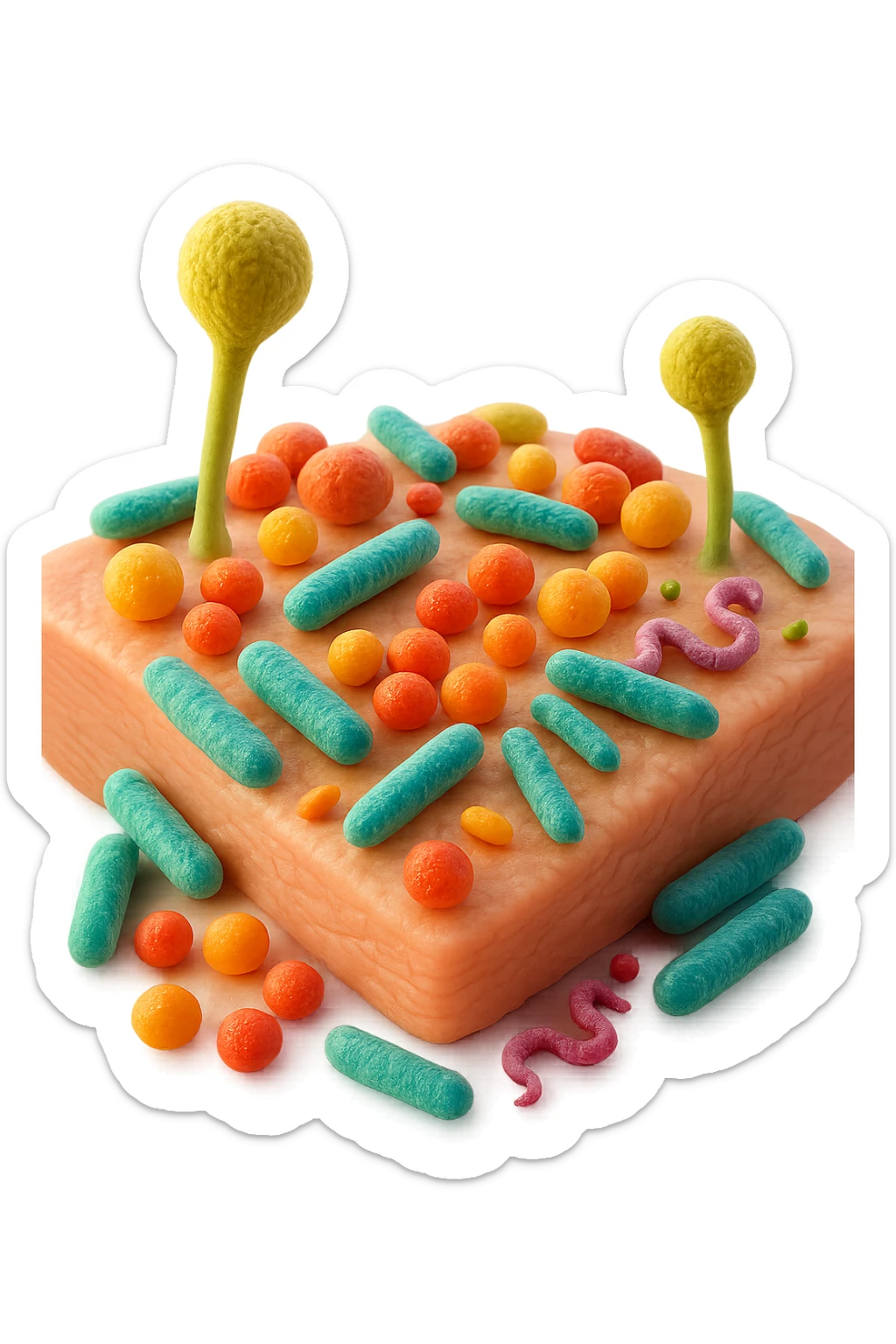 microbiota cutaneo in 3d sticker