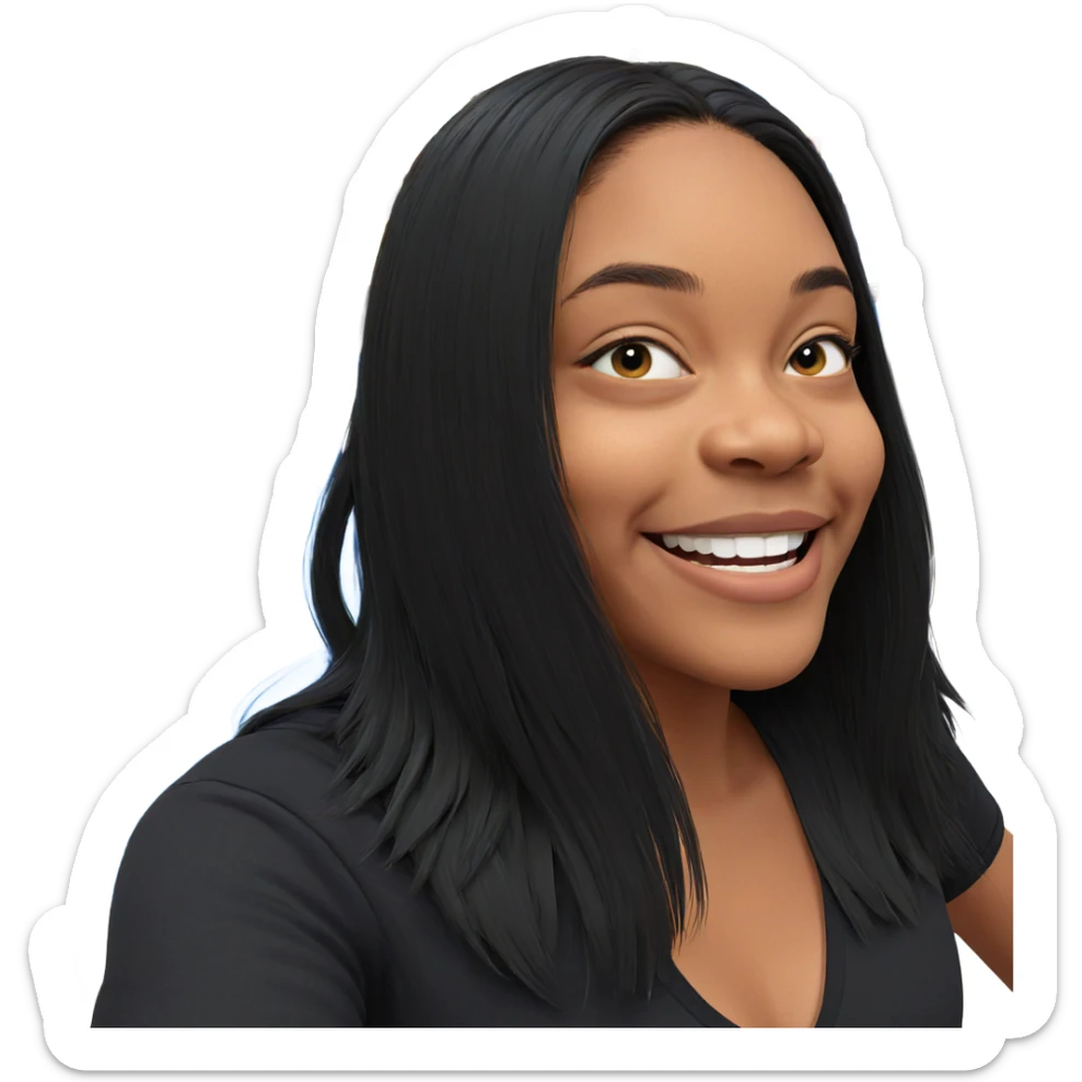 smiling girl in black shirt sticker