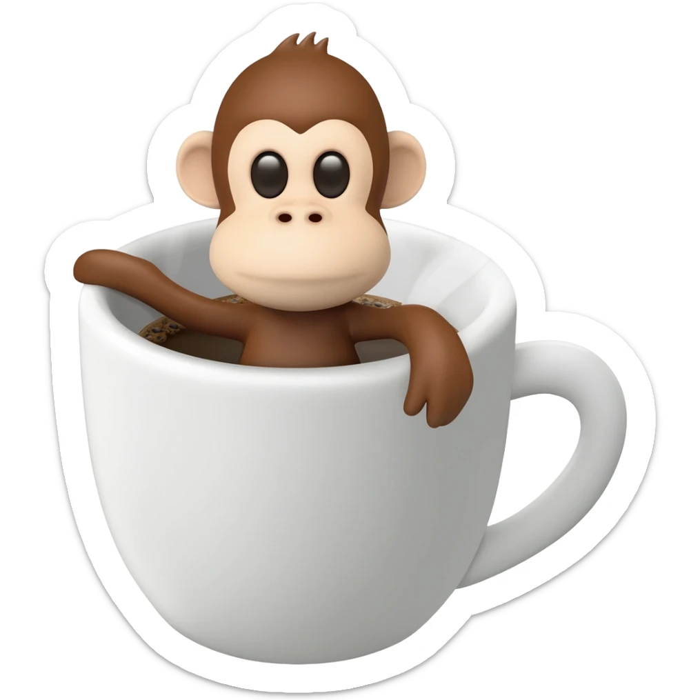 Monkey in a coffee sticker