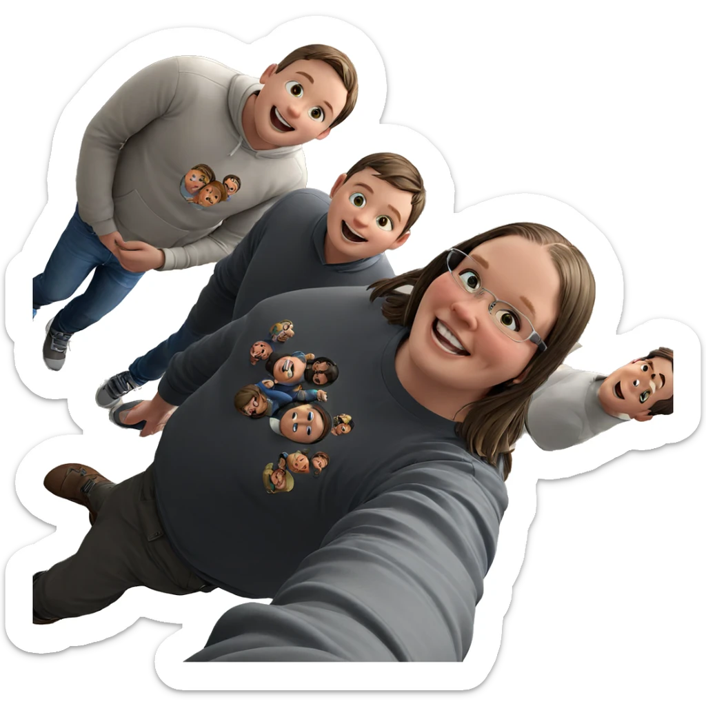 boys smiling from above sticker