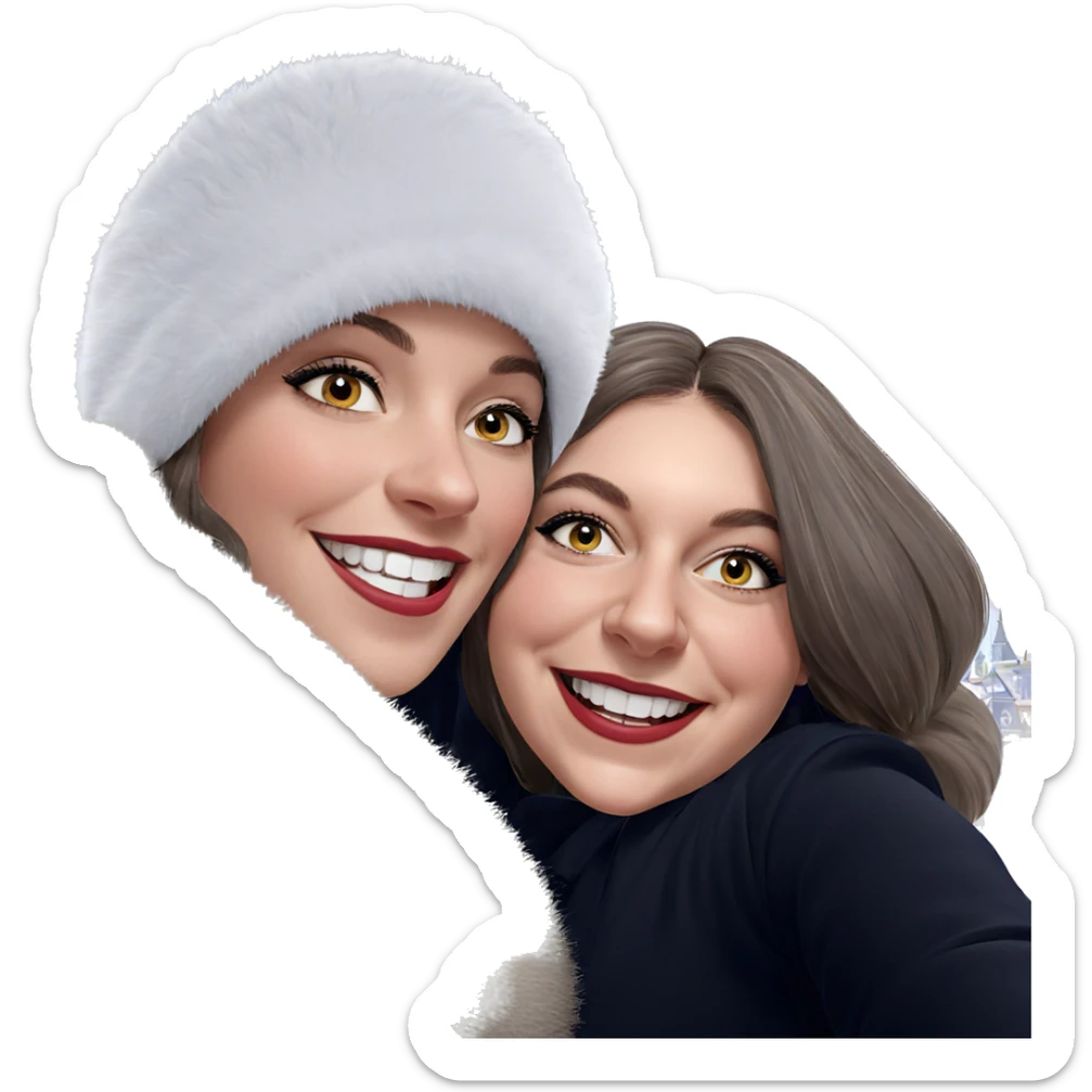 happy girls in stylish hats sticker