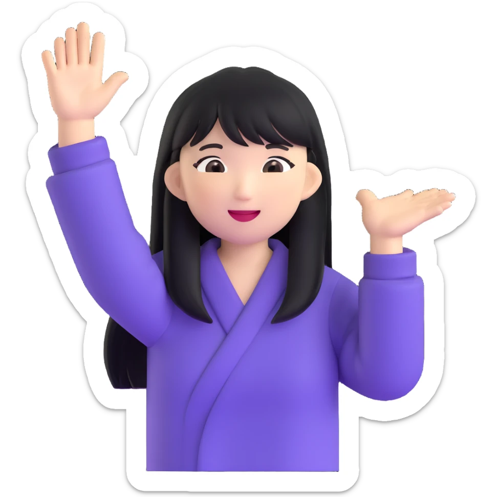 Asian woman with long black straight hair with bangs cheering for Doosan Bears baseball team sticker