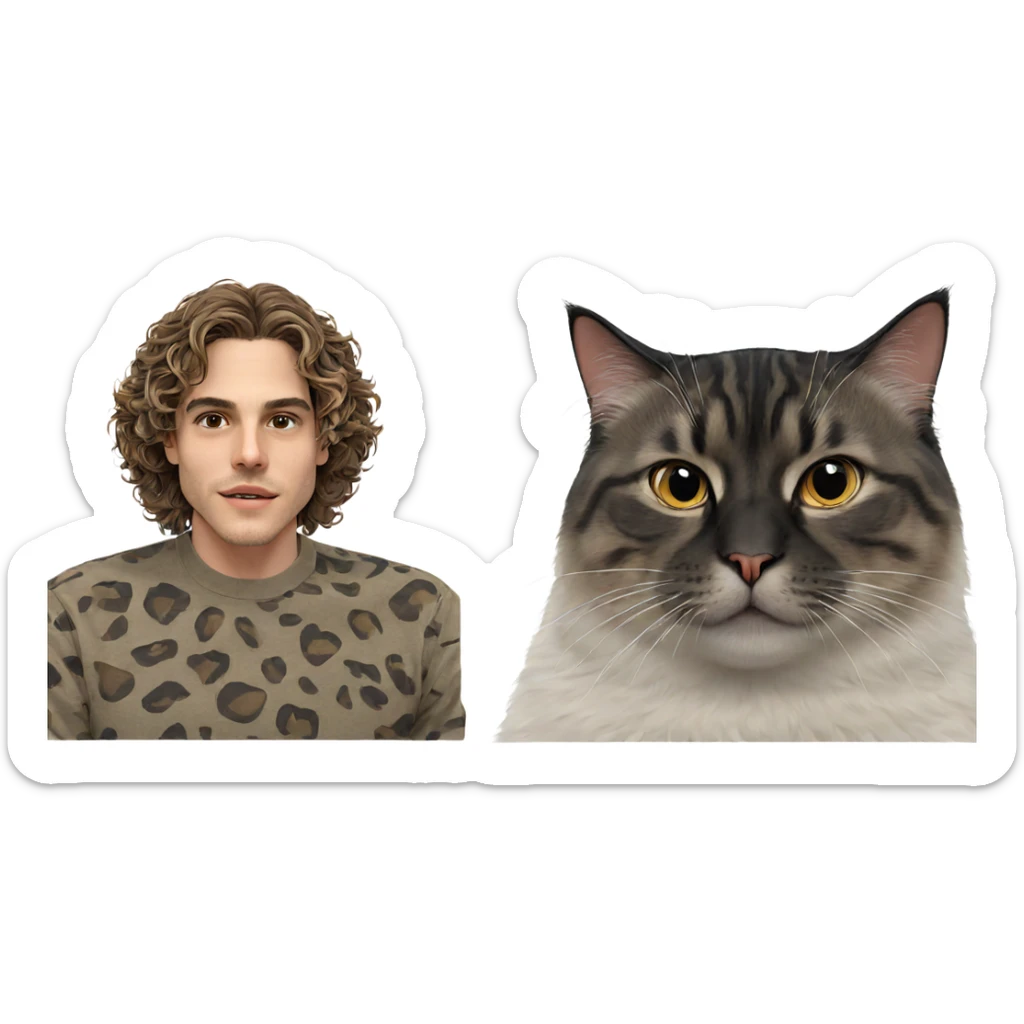 realistic cat portrait on white sticker