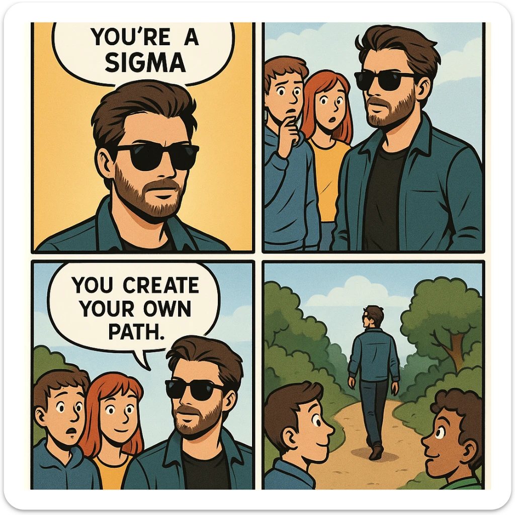 zrób komis, że ktoś jest "sigma" żart. Inspiruj się zanymi twarzami sticker