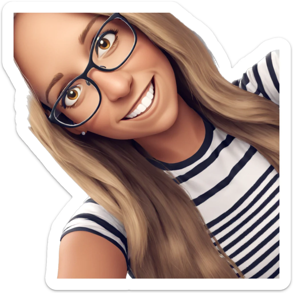 smiling girl with glasses sticker