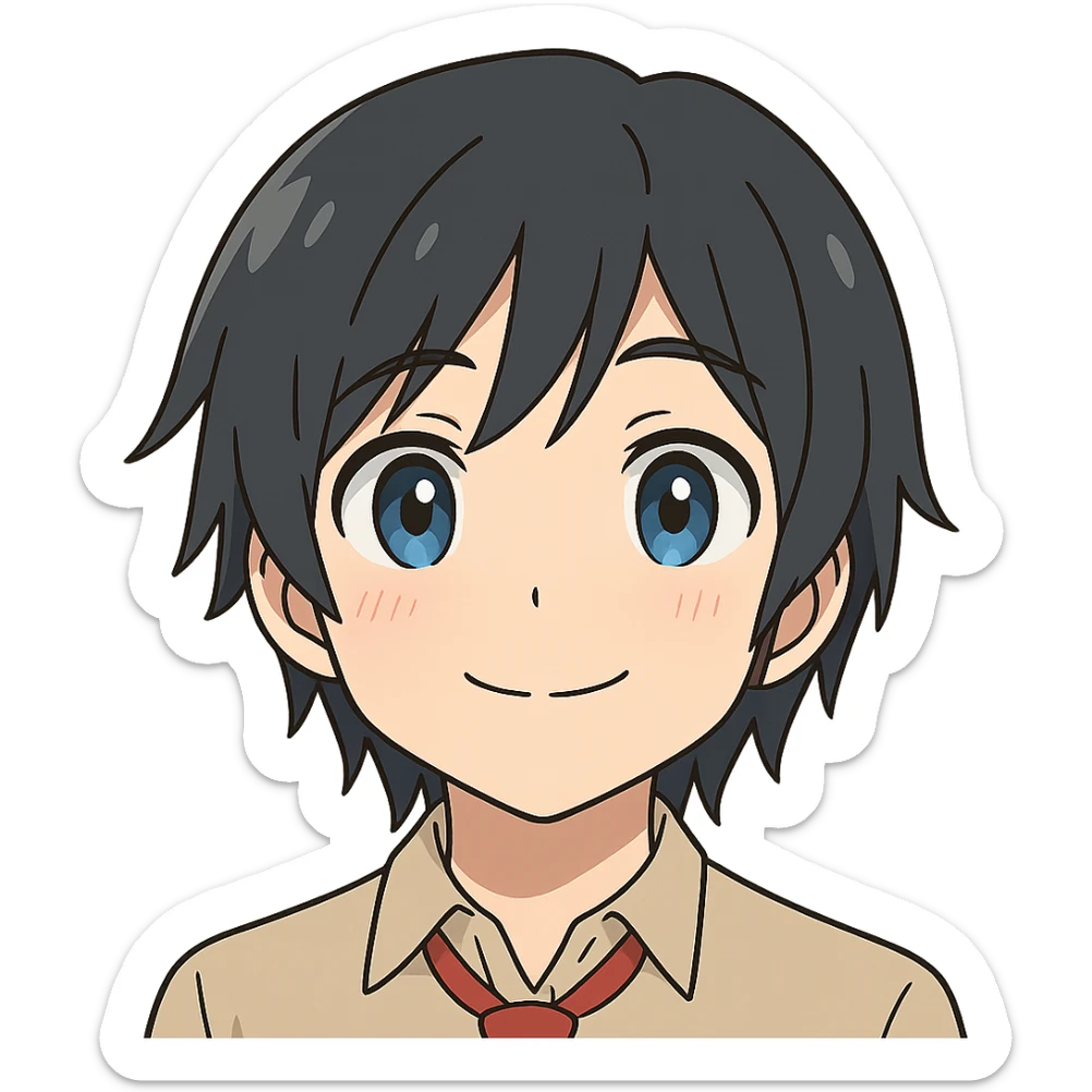 Anime-style emoji combining Hiro from 'Darling in the Franxx', Miamur from 'Horimiya', and Kanata Asai from 'Ovation Moments' sticker